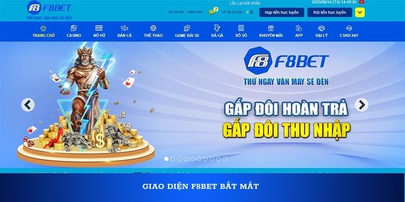 Giao diện F8bet bắt mắt